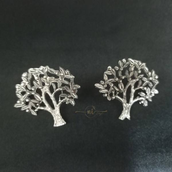 Oxidised Tree Studs Silver