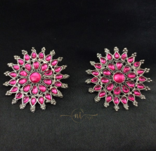 Pink Big Floral Studs