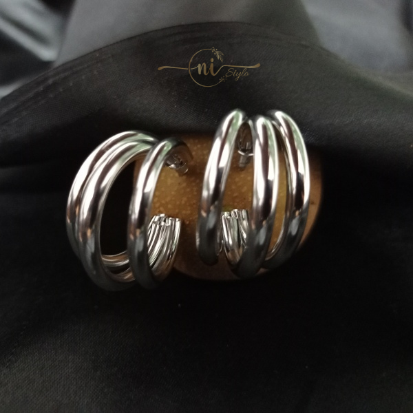 Silver Round Hoop Stud
