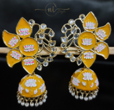 Half Lotus Meenakari Jhumka Yellow