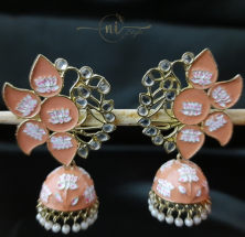 Half Lotus Meenakari Jhumka Peach
