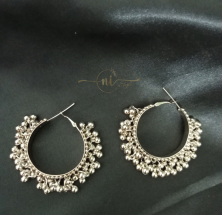 Oxidised Big Ghungroo Hoops
