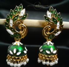 Peacock Meenakari Jhumka Dark Green