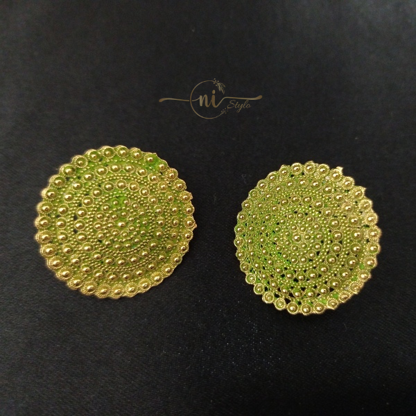 Oxidised Round Studs Light Green