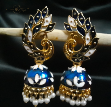 Peacock Meenakari Jhumka Dark Blue