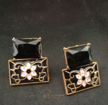 Crystal Meenakari Studs Black