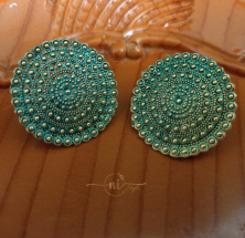 Oxidised Round Studs Dark Green