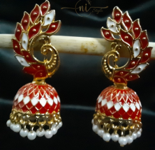 Peacock Meenakari Jhumka Red