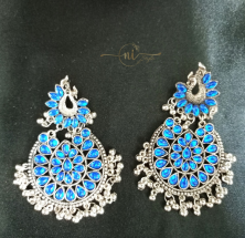 Peacock Oxidised Dangler Royal Blue