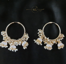 Meenakari 3 Jhumka Hoop White