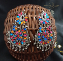Peacock Oxidised Dangler MultiColored