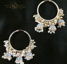 Meenakari 3 Jhumka Hoop Grey