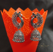 Peacock Oxidised Drop Silver