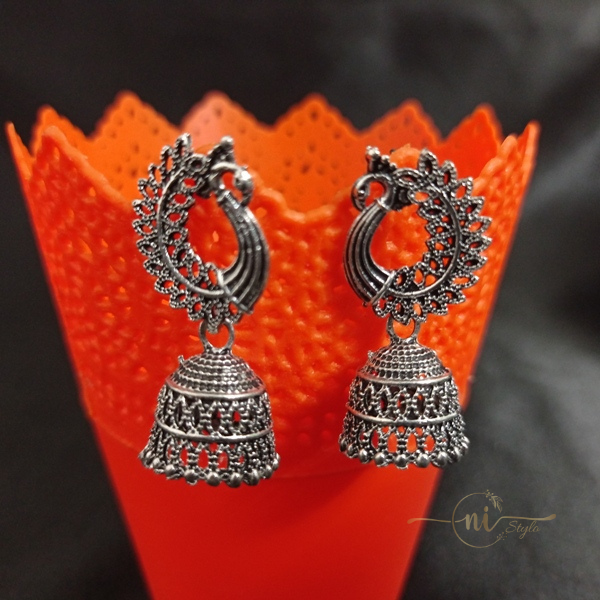 Peacock Oxidised Drop Silver