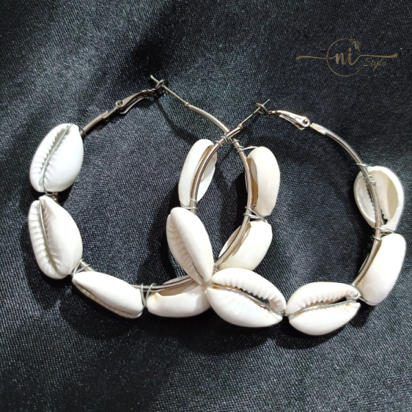 Cowrie Shell Big Hoop Earring