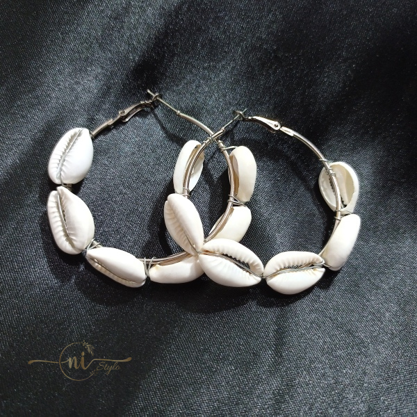 cowrie shell hoops