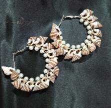 Conch Shell & Pearl Big Hoop Earrings
