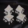 White Beaded Sequence Handmade Earrings