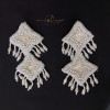 White Beaded Sequence Handmade Earrings