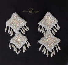 White Beaded Sequence Handmade Earrings