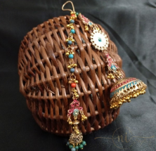 Oxidised Red&Green Long Jhumka