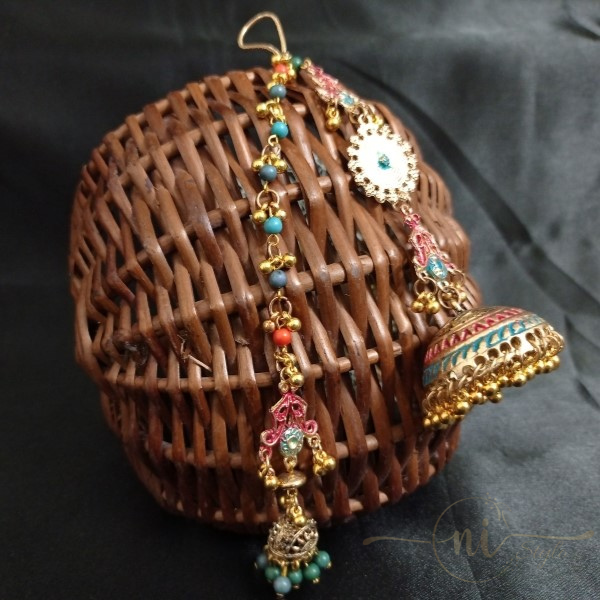 Oxidised Red&Green Long Jhumka