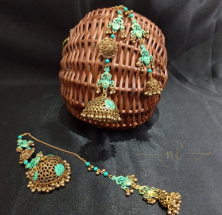 Oxidised Green long Jhumka