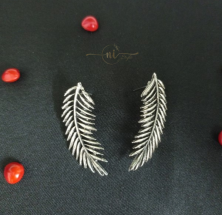 Oxidised Leaf Studs Silver