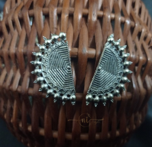 Half Sun Rays Studs Silver