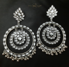 White Stone Round Statement Danglers