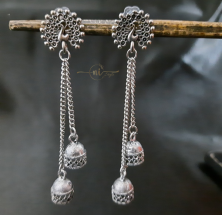 Peacock Oxidised Layered Small Jhumki Dangler
