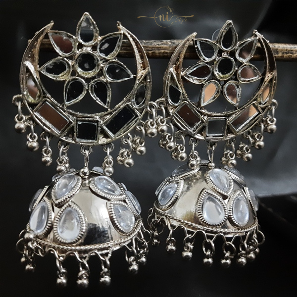 Cresent Moon Big Mirror Jhumka