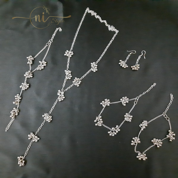 Ghungroo Necklace Set with Bracelet and Anklets