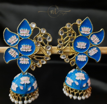Half Lotus Meenakari Jhumka Blue