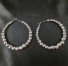 Silver Pearl Round Hoop