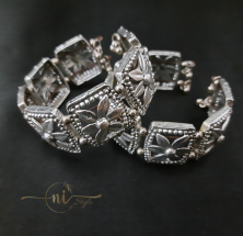 Oxidised Floral Bracelet Pair