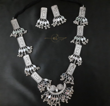 Oxidised Mirror Necklace Set