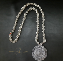 Silver Beads Long Necklace