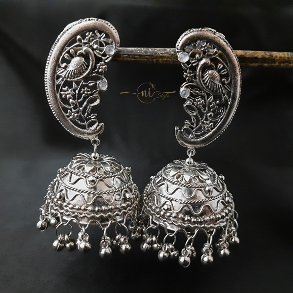 Oxidised Semi Circle Jhumka