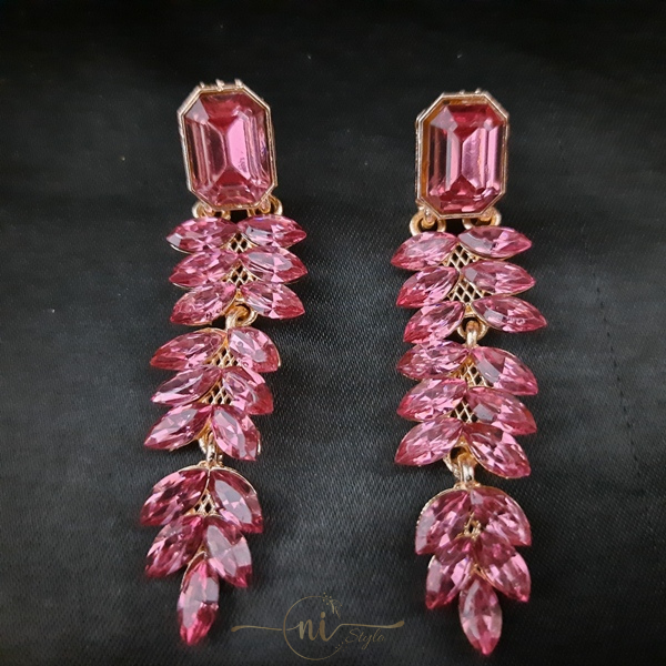 Crystal Long Drop Pink