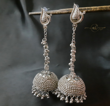 Oxidised Long Statement Peacock Jhumka