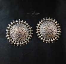 Oxidised Bright Sun Studs Golden