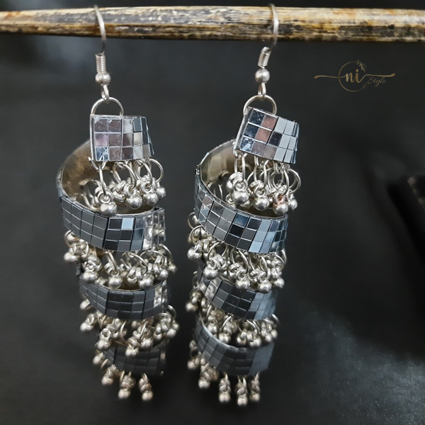 Mirror Ghungroo Twisted Danglers