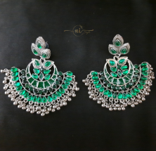 Oxidised Stone Danglers Green
