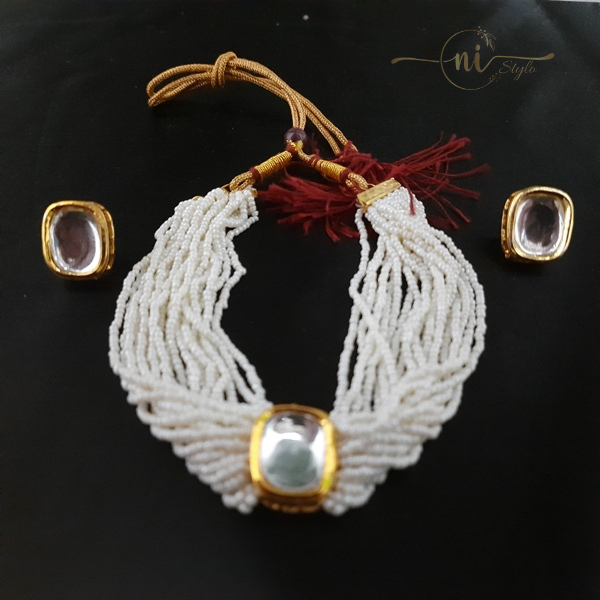 Kundan White Moti Choker Set