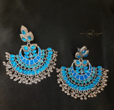 Oxidised Stone Danglers Sky Blue
