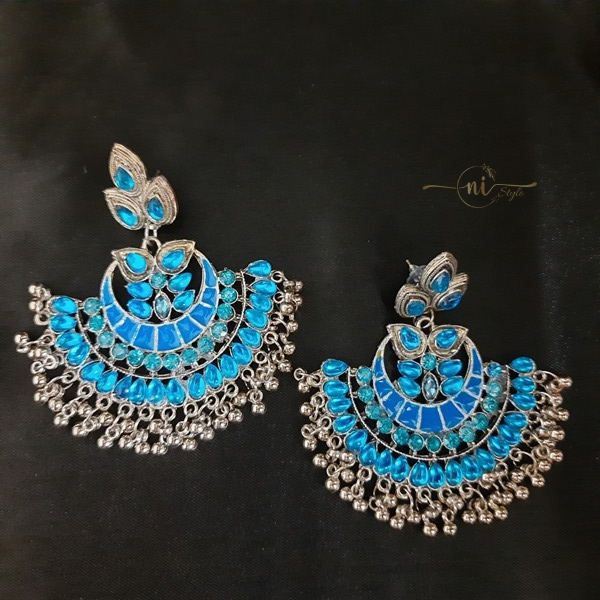 Oxidised Stone Danglers Sky Blue