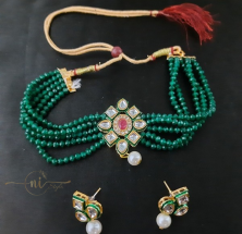 Kundan Choker Set Dark Green