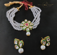 Kundan Choker Set Grey