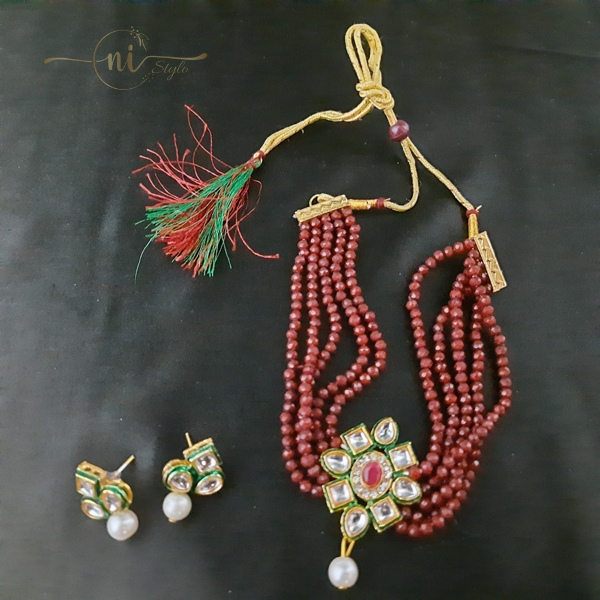 Kundan Choker Set Maroon